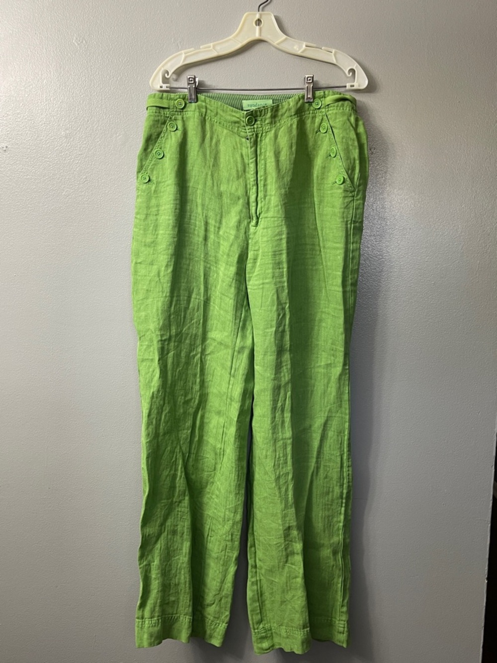 Sundance lime green linen pants Sundance wide-leg linen trouser 12
